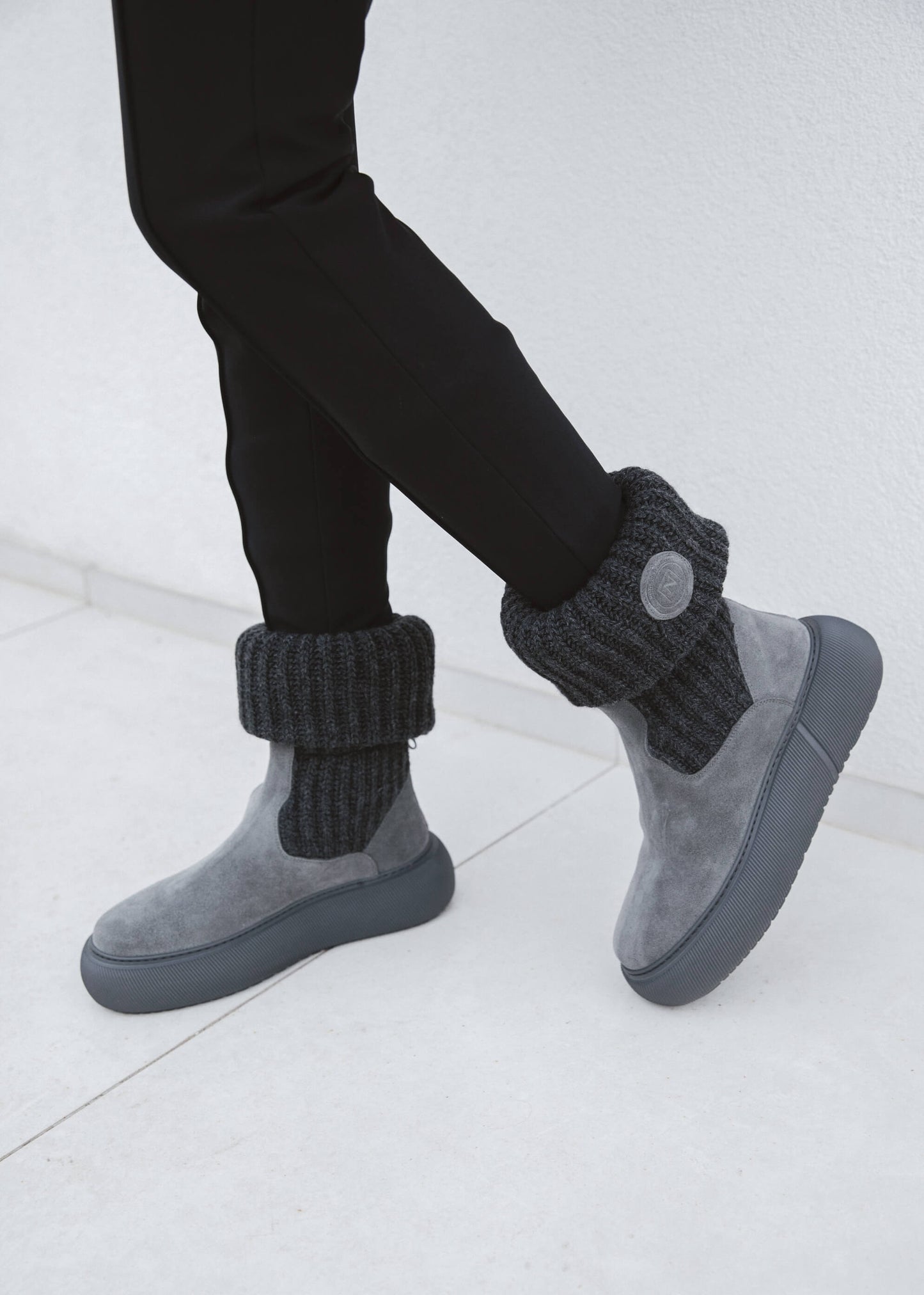 HEDDA 018 ANTRACITE BOOTS IN VELOUR IDRO LEATHER