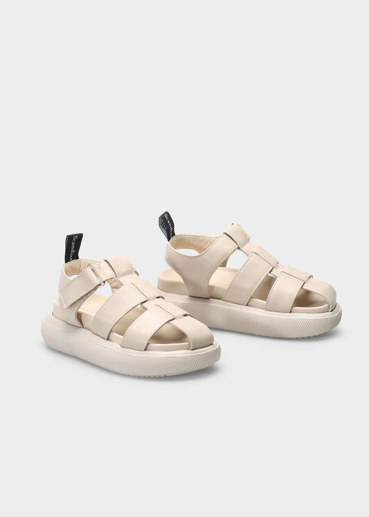 HEDDA 010 LATTE MACCHIATO SANDALS IN CAPRICORNO LEATHER