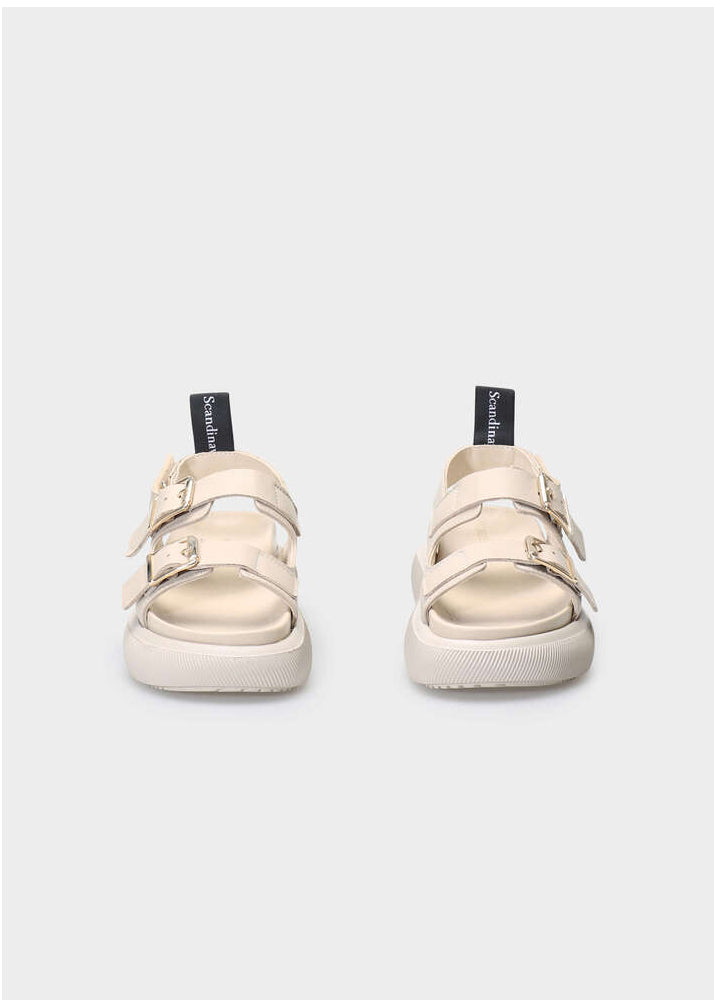 HEDDA 012 LATTE MACCHIATO SANDAL IN CAPRICORNO LEATHER