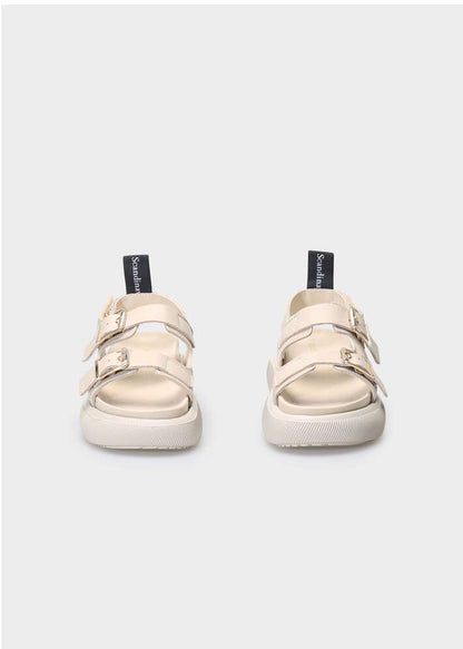 HEDDA 012 LATTE MACCHIATO SANDAL IN CAPRICORNO LEATHER