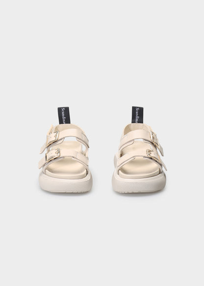 HEDDA 012 LATTE MACCHIATO SANDAL IN CAPRICORNO LEATHER