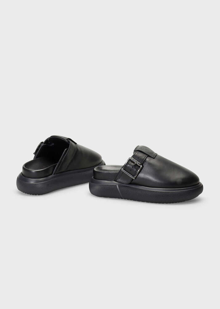 HEDDA 013 NERO SANDAL IN CAPRICORNO LEATHER