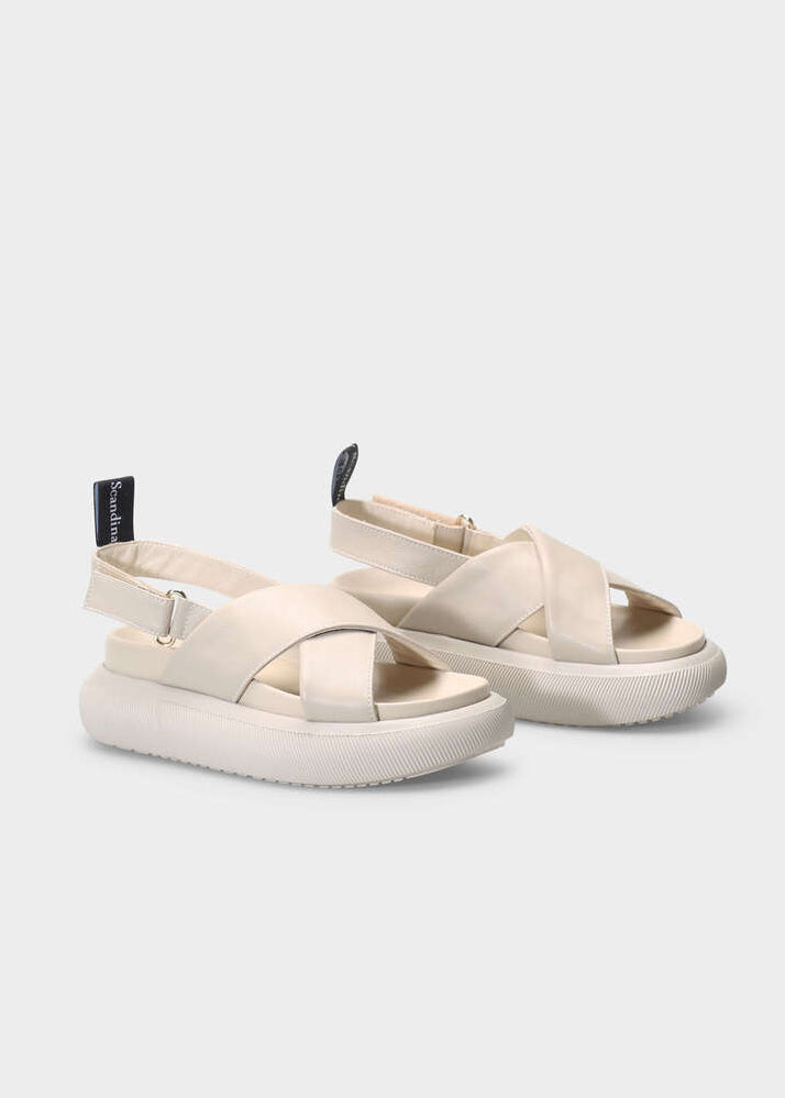 HEDDA 014 LATTE MACCHIATO SANDAL IN CAPRICORNO LEATHER