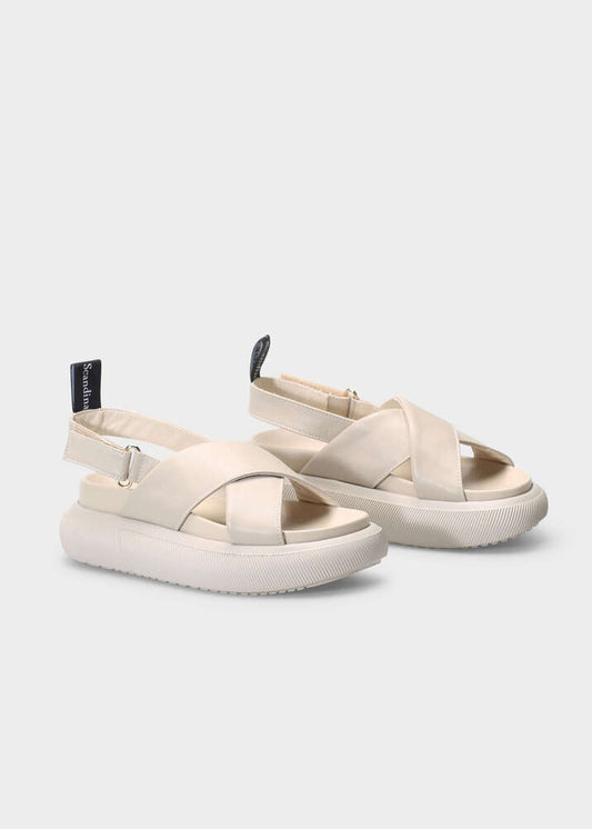 HEDDA 014 LATTE MACCHIATO SANDAL IN CAPRICORNO LEATHER