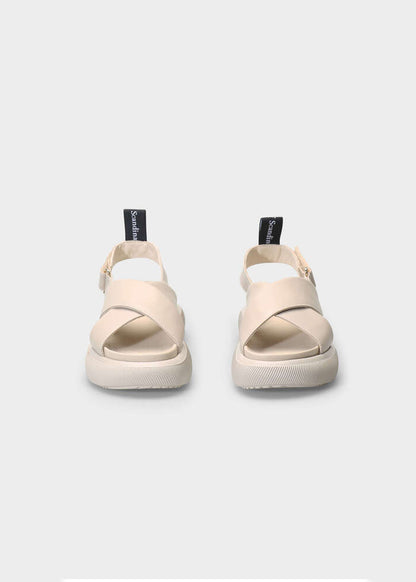 HEDDA 014 LATTE MACCHIATO SANDAL IN CAPRICORNO LEATHER