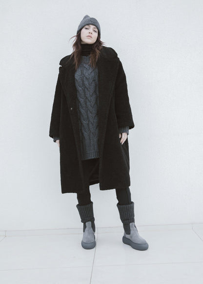 HEDDA 018 ANTRACITE BOOTS IN VELOUR IDRO LEATHER