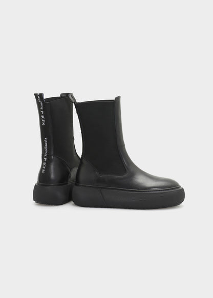 HEDDA 002 NERO BOOTS IN CAPRICORNO LEATHER