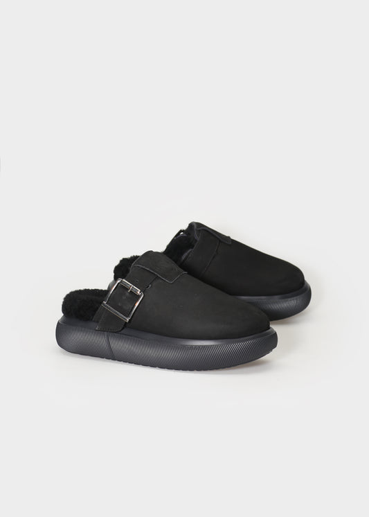 HEDDA 016 NERO SANDAL IN NABUK IDRO LEATHER