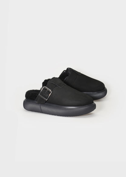 HEDDA 016 NERO SANDAL IN NABUK IDRO LEATHER