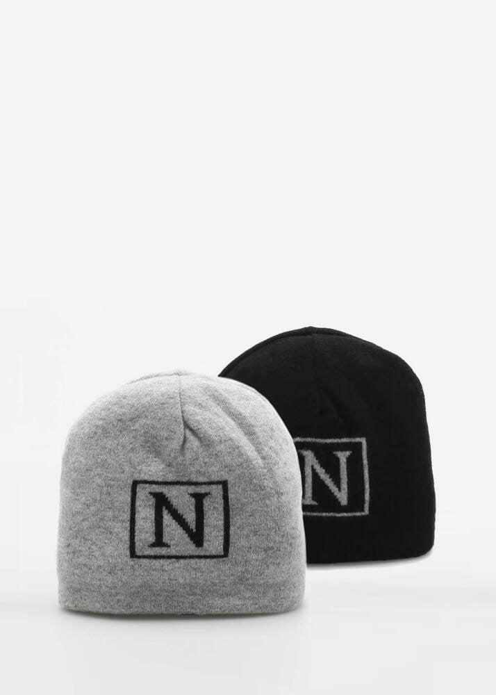 JAMI CASHMERE BLACK/GRAY BEANIE