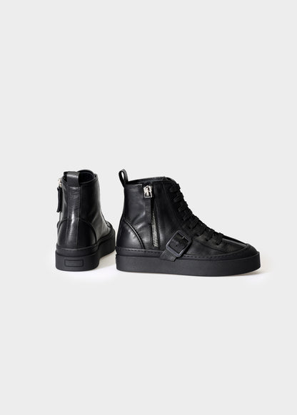 NICKY 003 NERO SNEAKER IN CAPRICORNO LEATHER