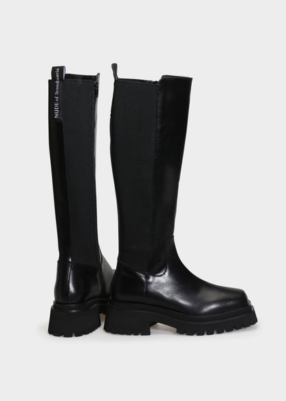 VILMA 044 NERO BOOTS IN CAPRICORNO LEATHER
