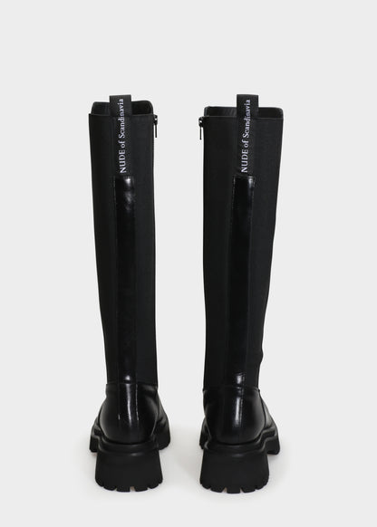 VILMA 044 NERO BOOTS IN CAPRICORNO LEATHER