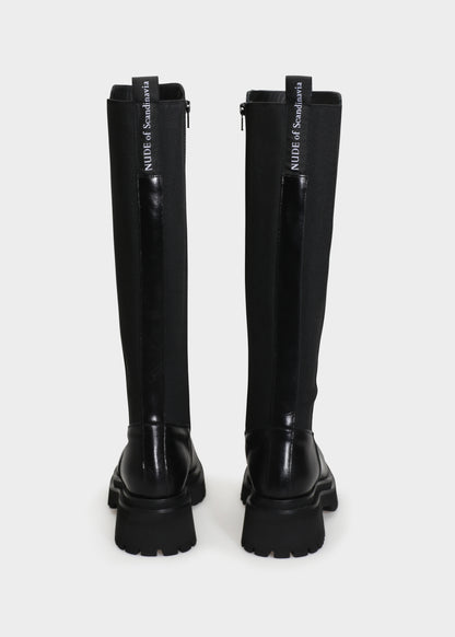 VILMA 044 NERO BOOTS IN CAPRICORNO LEATHER