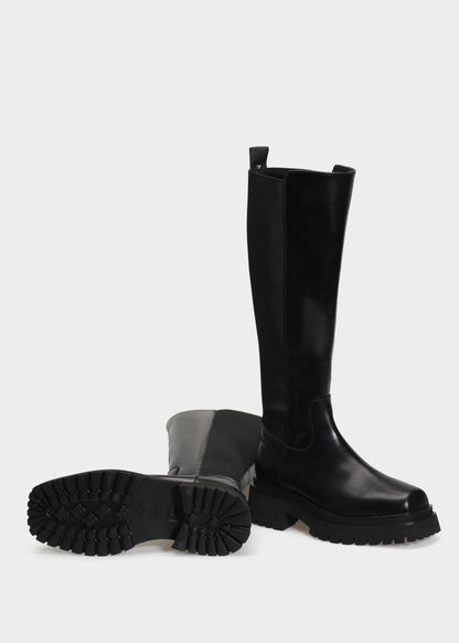 VILMA 044 NERO BOOTS IN CAPRICORNO LEATHER