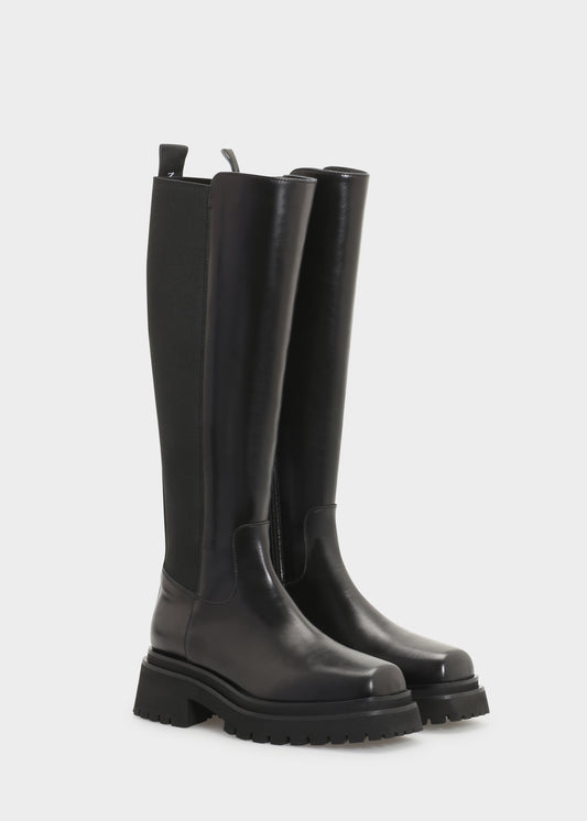 VILMA 044 NERO BOOTS IN CAPRICORNO LEATHER