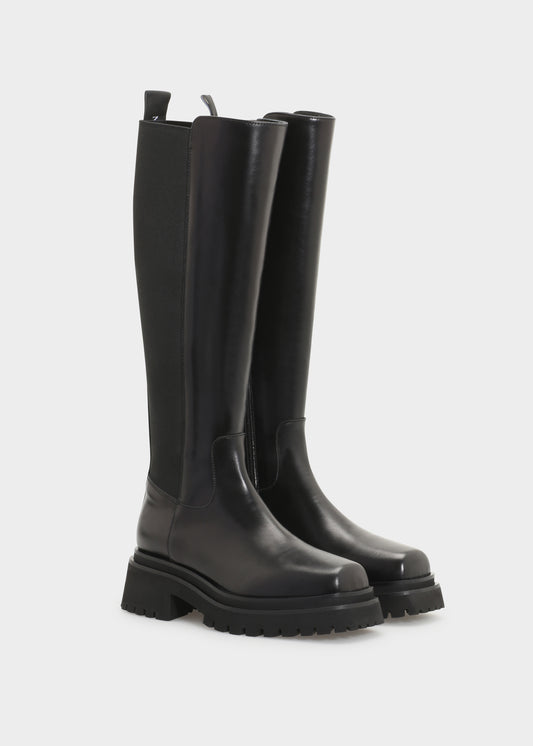 VILMA 044 NERO BOOTS IN CAPRICORNO LEATHER