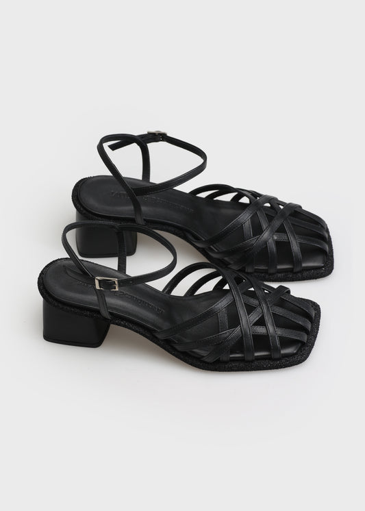 VICTORIA 003 NERO HEELS IN TROPEZ LEATHER
