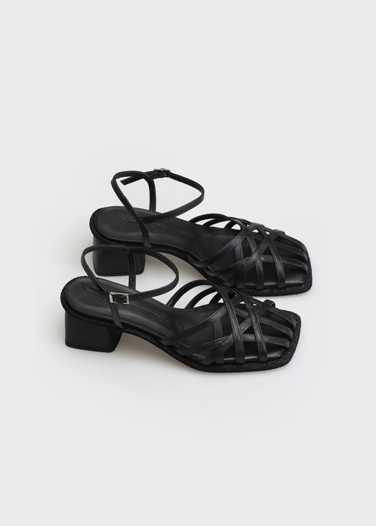 VICTORIA 003 NERO HEELS IN TROPEZ LEATHER