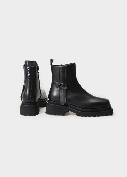 VILMA 074 NERO BOOTS IN CAPRICORNO LEATHER