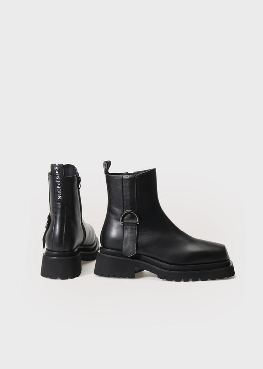 VILMA 074 NERO BOOTS IN CAPRICORNO LEATHER