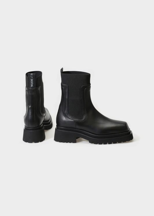 VILMA 073 NERO BOOTS IN CAPRICORNO LEATHER