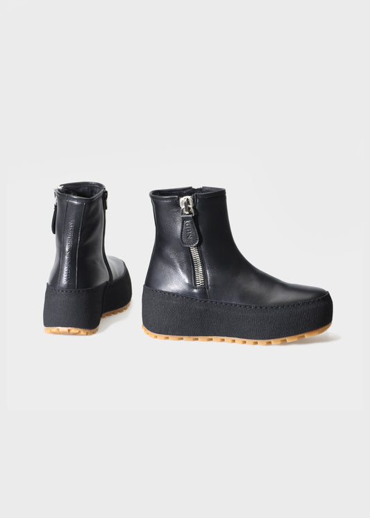 WINTER 002L NERO BOOT IN KIPS LEATHER - AMBRA SOLE