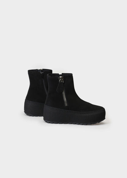 WINTER 002LN NERO BOOT IN VELOUR IDRO LEATHER - NERO SOLE