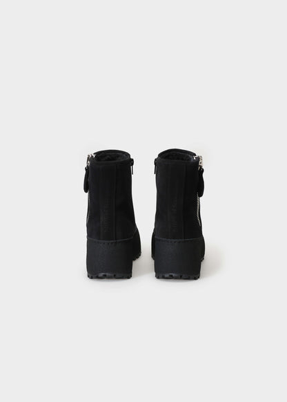 WINTER 002LN NERO BOOT IN VELOUR IDRO LEATHER - NERO SOLE