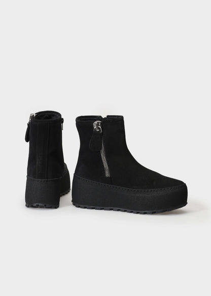 WINTER 002LN NERO BOOT IN VELOUR IDRO LEATHER - NERO SOLE
