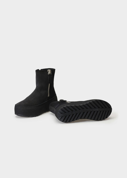WINTER 002LN NERO BOOT IN VELOUR IDRO LEATHER - NERO SOLE