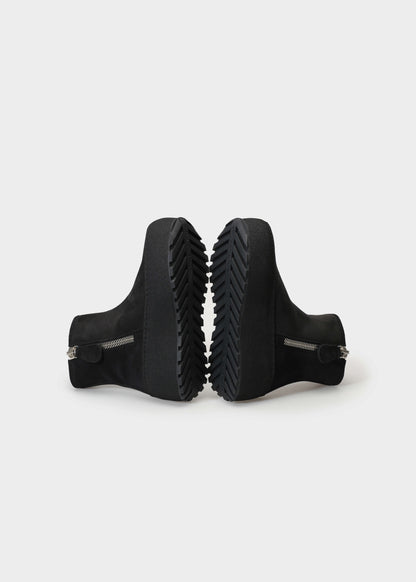 WINTER 002LN NERO BOOT IN VELOUR IDRO LEATHER - NERO SOLE