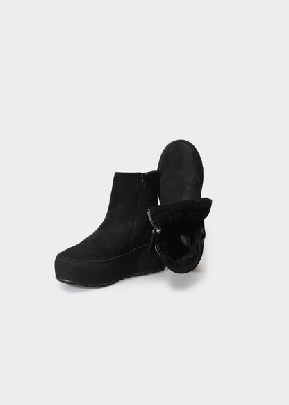 WINTER 002LN NERO BOOT IN VELOUR IDRO LEATHER - NERO SOLE