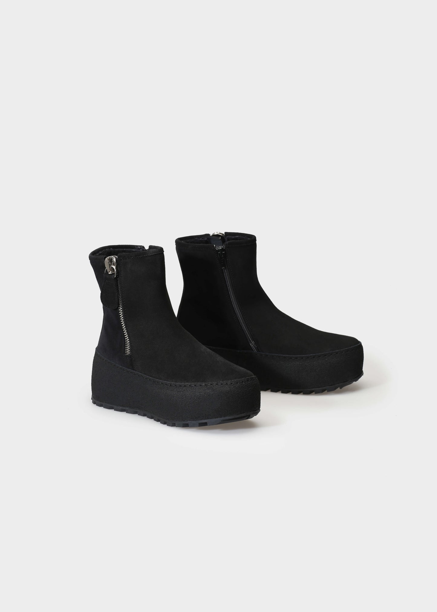 WINTER 002LN NERO BOOT IN VELOUR IDRO LEATHER - NERO SOLE