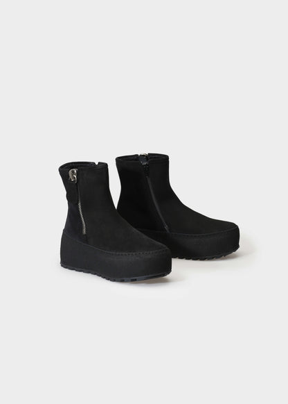 WINTER 002LN NERO BOOT IN VELOUR IDRO LEATHER - NERO SOLE