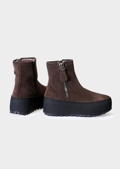 WINTER 002LN T.MORO BOOT IN VELOUR IDRO LEATHER - BLACK SOLE