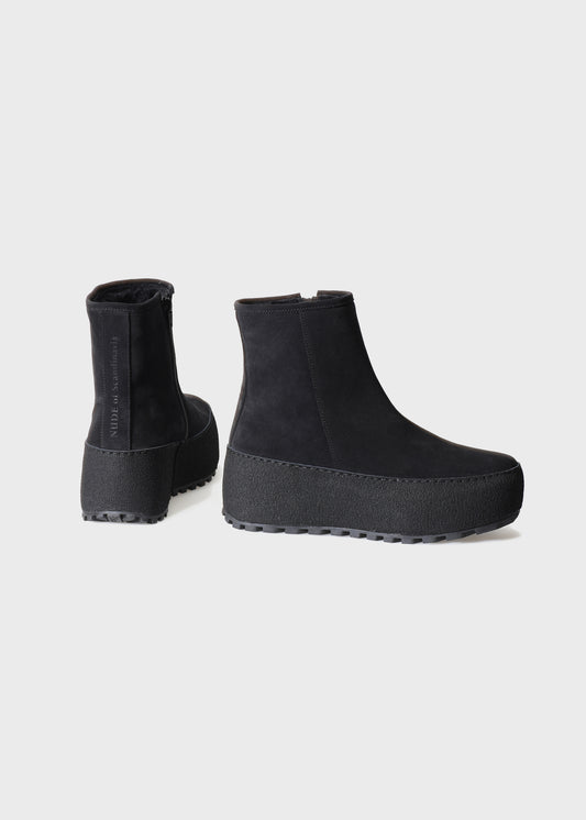 WINTER 004L NERO BOOT IN VELOUR IDRO LEATHER - BLACK SOLE