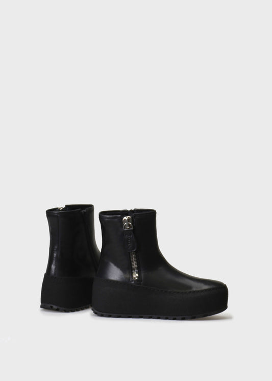 WINTER 002LN NERO BOOTS IN KIPS LEATHER - BLACK SOLE