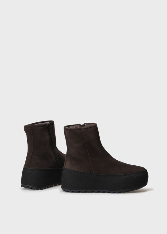 WINTER 002LN T.MORO BOOT IN VELOUR IDRO LEATHER - BLACK SOLE