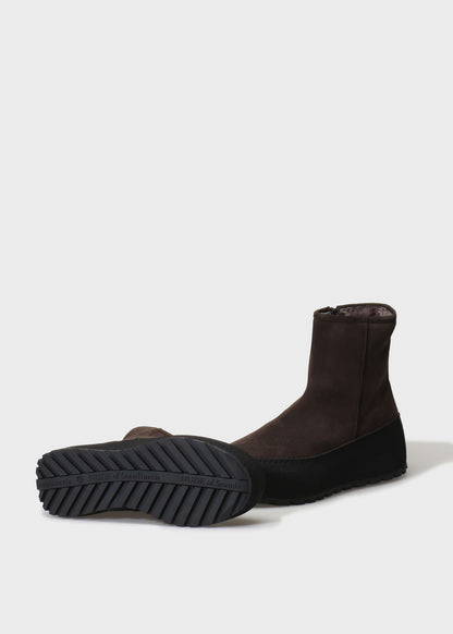 WINTER 002LN T.MORO BOOT IN VELOUR IDRO LEATHER - BLACK SOLE