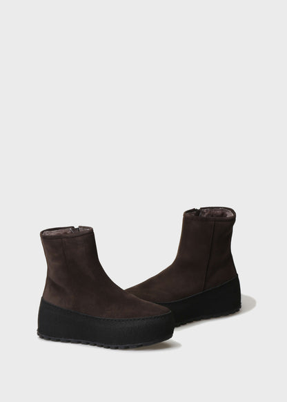 WINTER 002LN T.MORO BOOT IN VELOUR IDRO LEATHER - BLACK SOLE