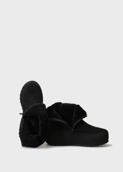 WINTER 004LN NERO BOOT IN VELOUR IDRO LEATHER - BLACK SOLE