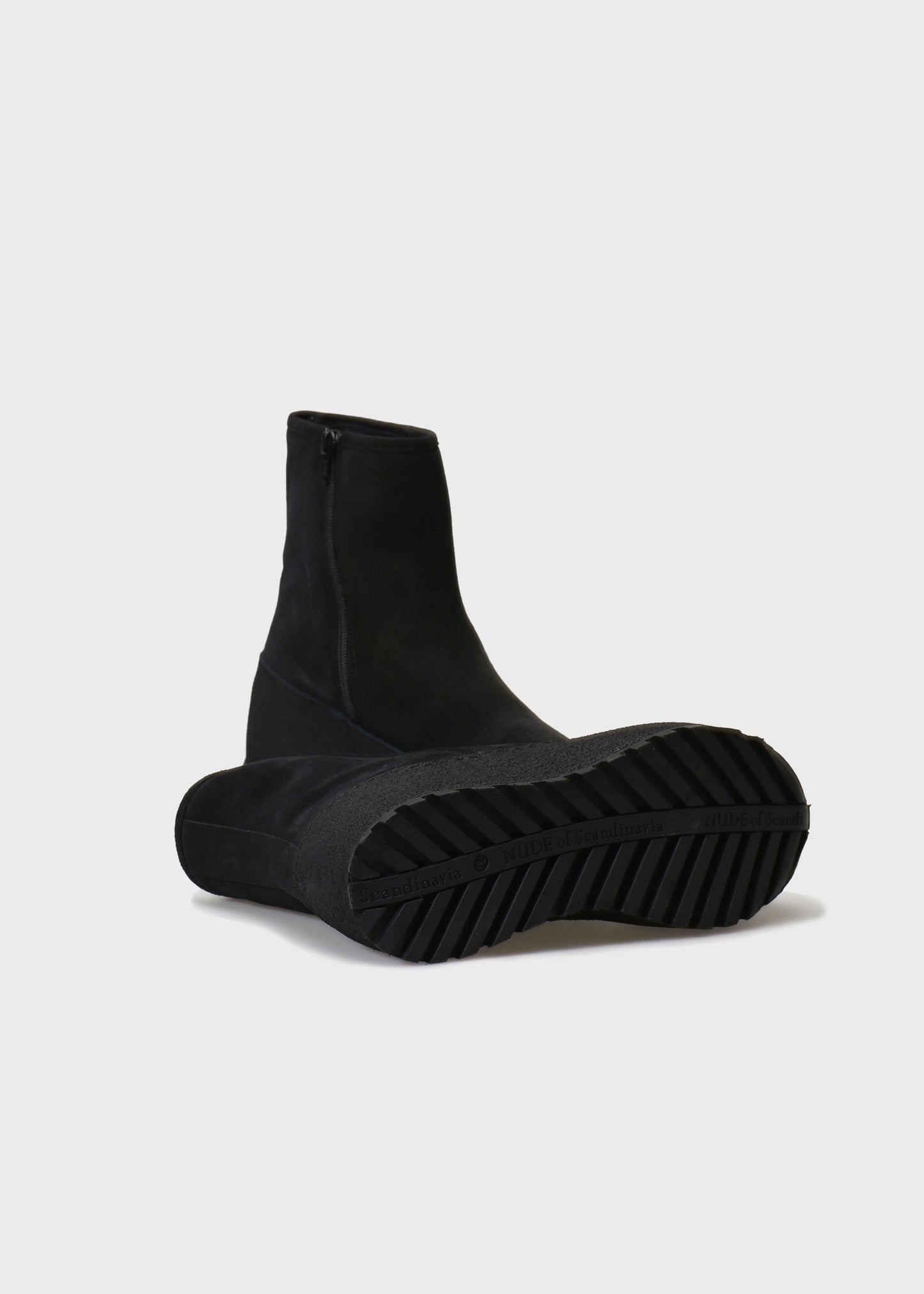 WINTER 004LN NERO BOOT IN VELOUR IDRO LEATHER - BLACK SOLE