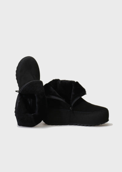 WINTER 004LN NERO BOOT IN VELOUR IDRO LEATHER - BLACK SOLE