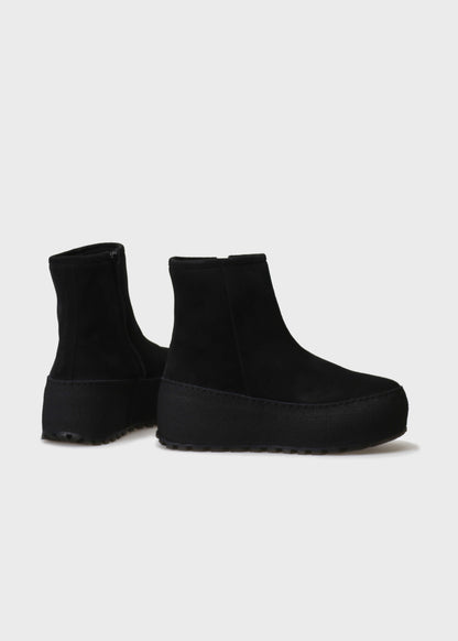 WINTER 004LN NERO BOOT IN VELOUR IDRO LEATHER - BLACK SOLE