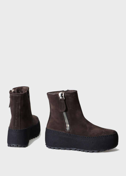 WINTER 002LN T.MORO BOOT IN VELOUR IDRO LEATHER - BLACK SOLE