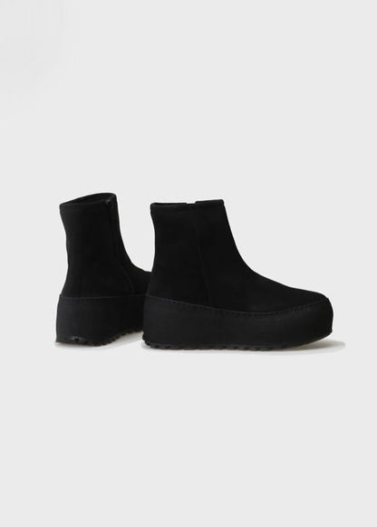 WINTER 004LN NERO BOOT IN VELOUR IDRO LEATHER - BLACK SOLE